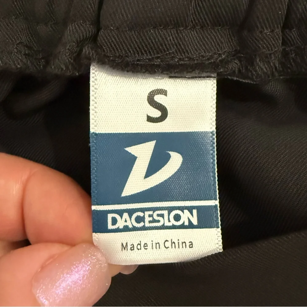 Daceslon Small Black Wide Leg High Rise Dress Pants Elastic Waist - Picture 3 of 4